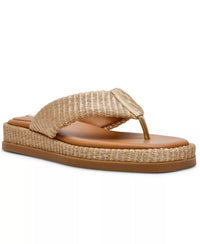 STEVE MADDEN Women's Bella Flip Flop Sandals in gold raffia - women's shoe