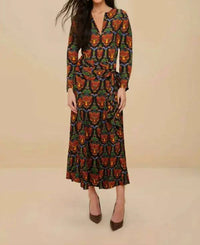 FARM RIO Boho Panther LENZING ECOVERO Viscose Midi Dress in black - women's dress