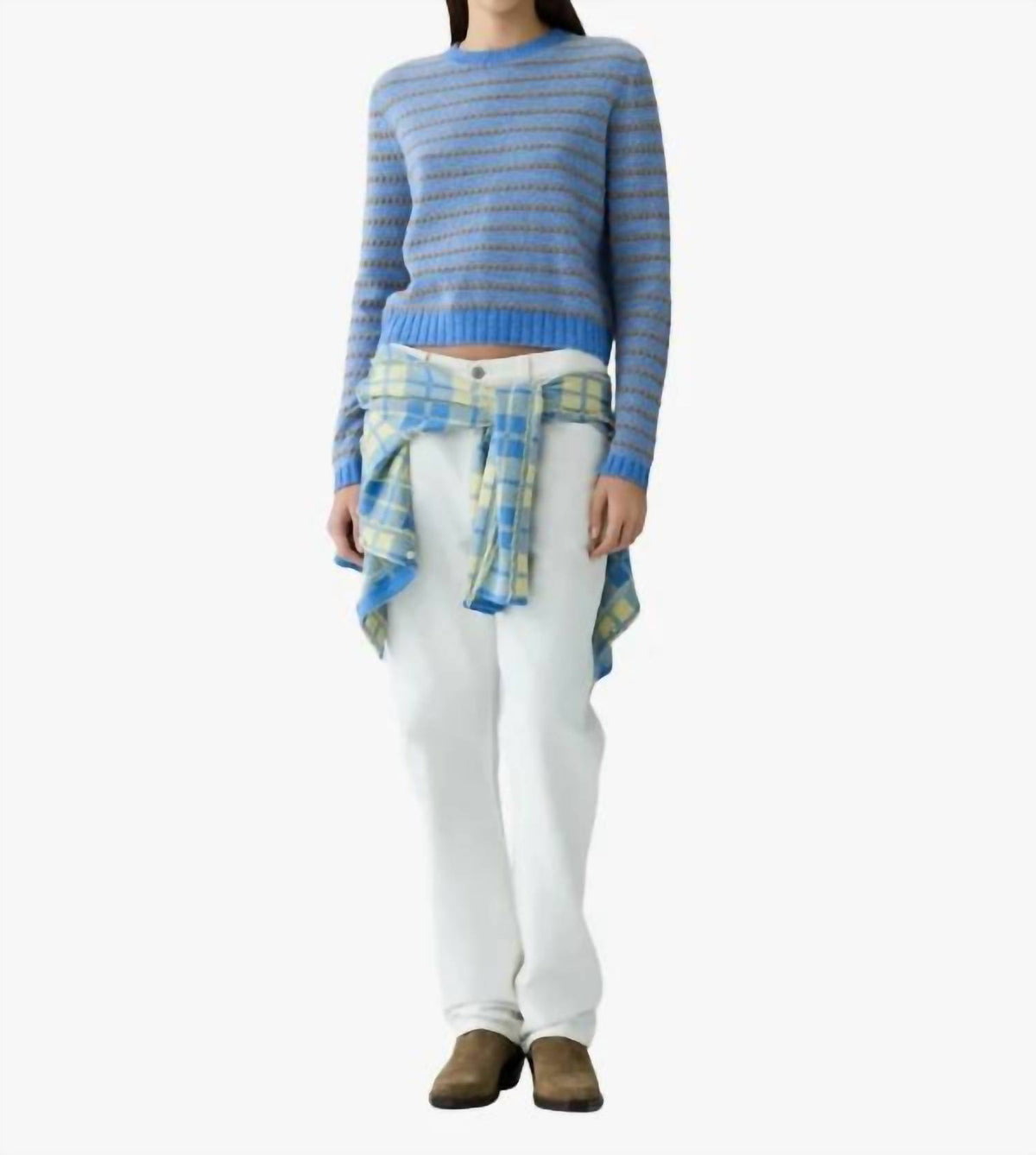 Guest In Residence - Pebble Stripe Shrunken Crewneck Sweater