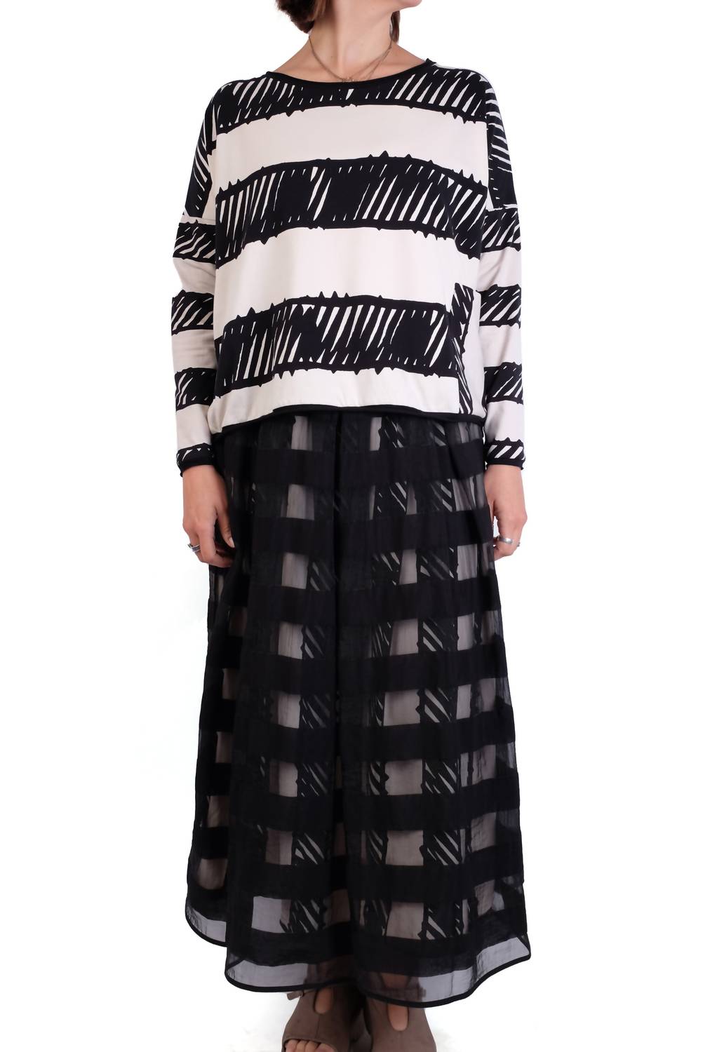Luukaa - Overlay Stripe Maxi Skirt
