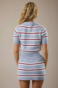 Le Lis - Collared Short Sleeve Sweater Top