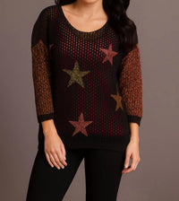 French Kyss - Crochet Star Crew Long Sleeve Top