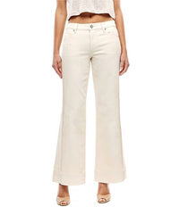 HIDDEN Happi Pintuck Flare Jeans in ecru - women's jeans