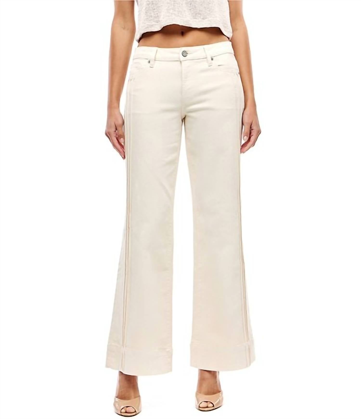 HIDDEN Happi Pintuck Flare Jeans in ecru - women's jeans