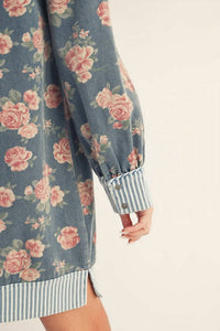 Jodifl - Stripe Detail Floral Denim Dress