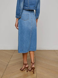L'Agence - Kathleen Button Front Denim Midi Skirt