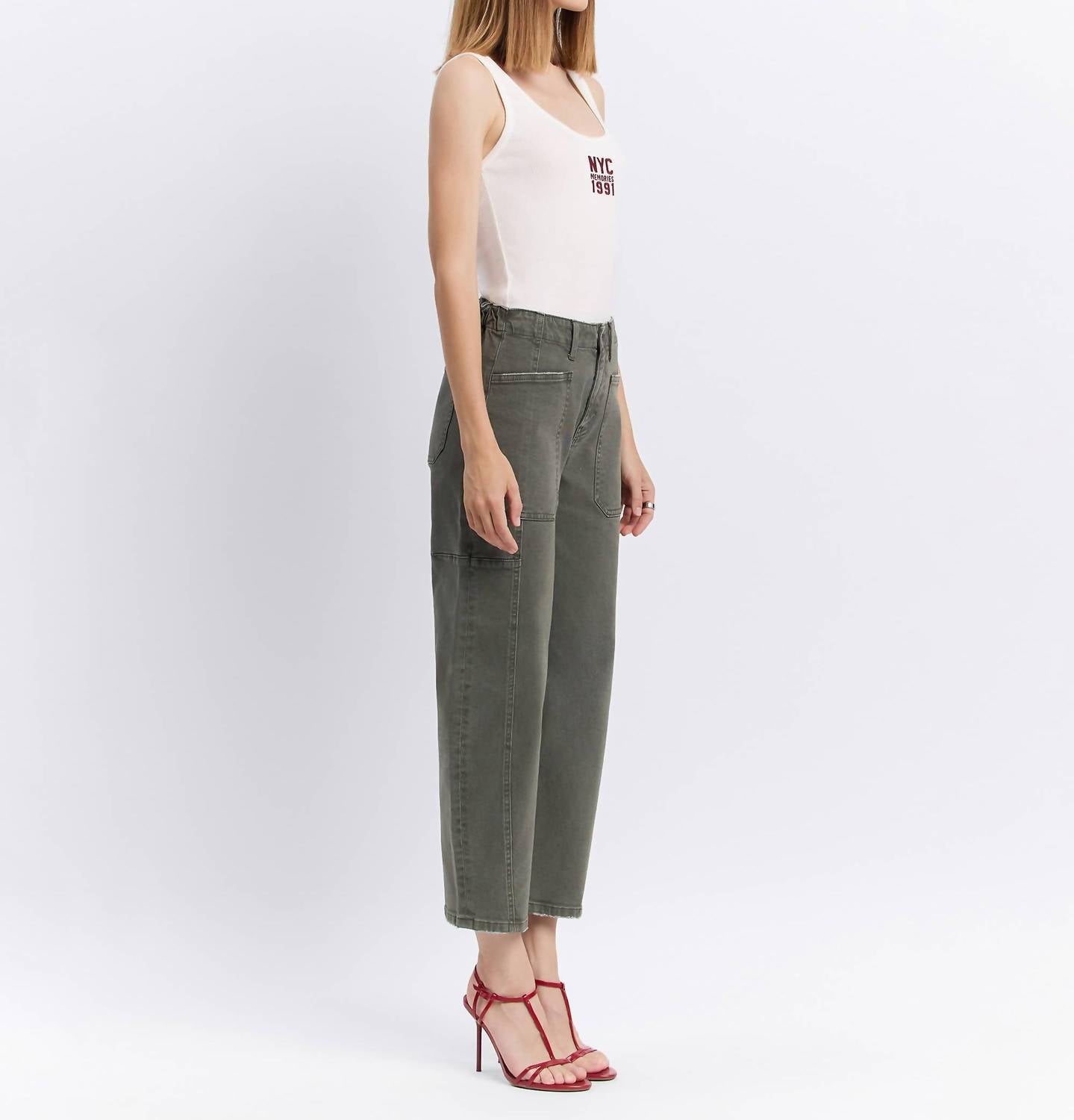 FLYING MONKEY High Rise Barrel Jeans in deep forest - women's jeans - alternate view