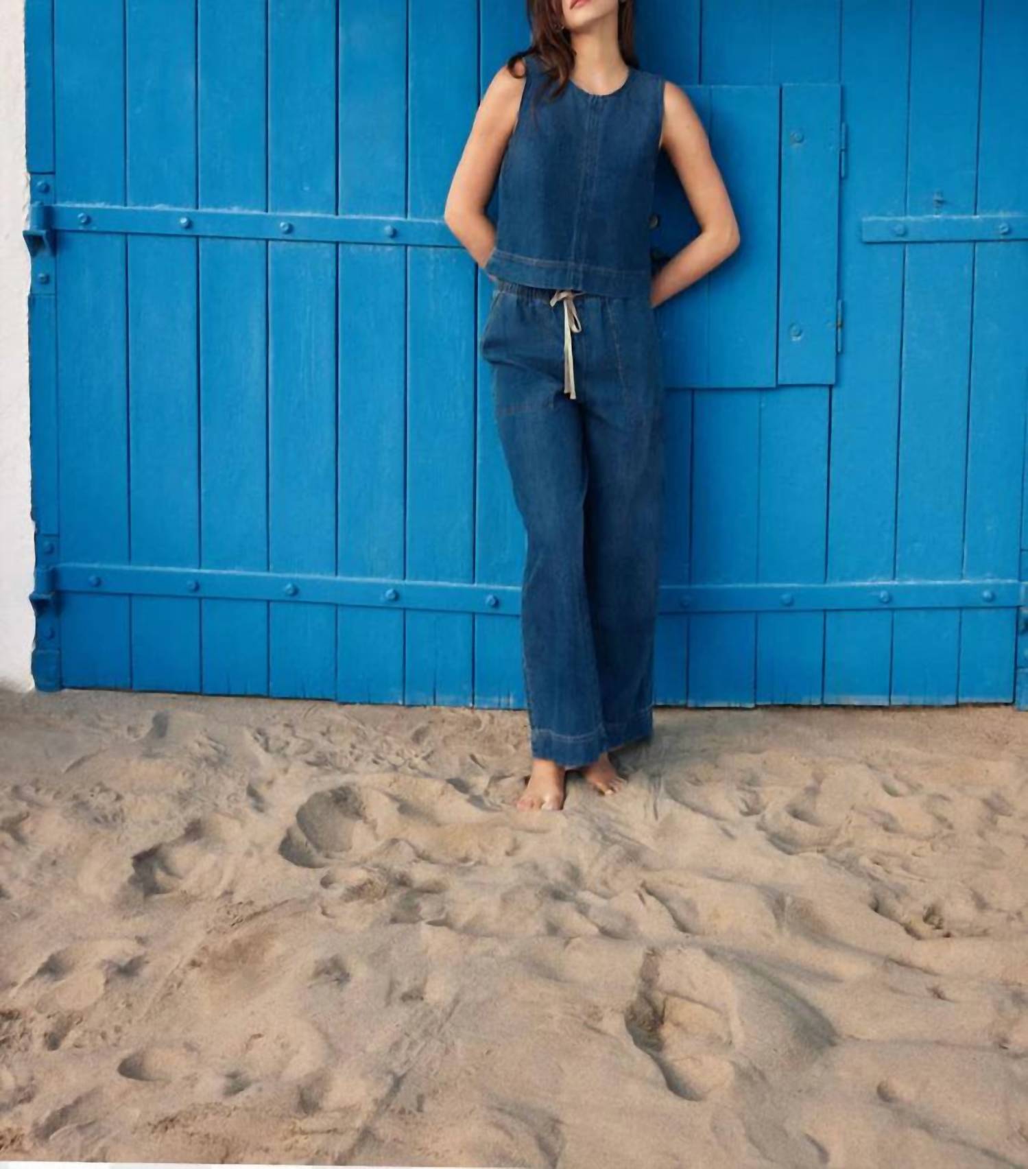 Z Supply DAYCATION DENIM PANT in blue - women's pants - detail view