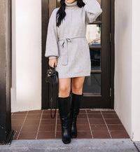 Crescent - Turtleneck Tie Waist Dress