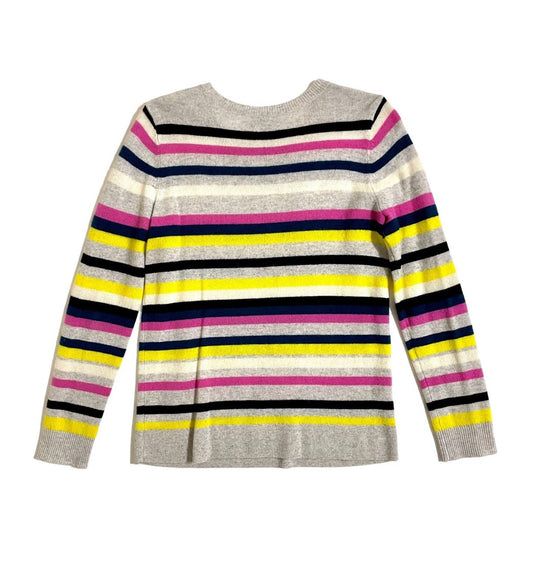 Halogen - Halogen Cashmere Sweater Crew Neck Striped Grey Lightweight Pullove