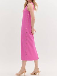 Entro - Solid Rib Textured Midi Dress