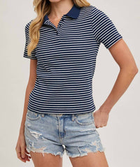 Bluivy - Short Sleeve Stripe Polo Shirt