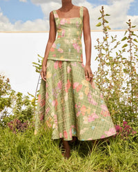 Lela Rose - FLORAL RAFFIA SQUARE NECK DRESS