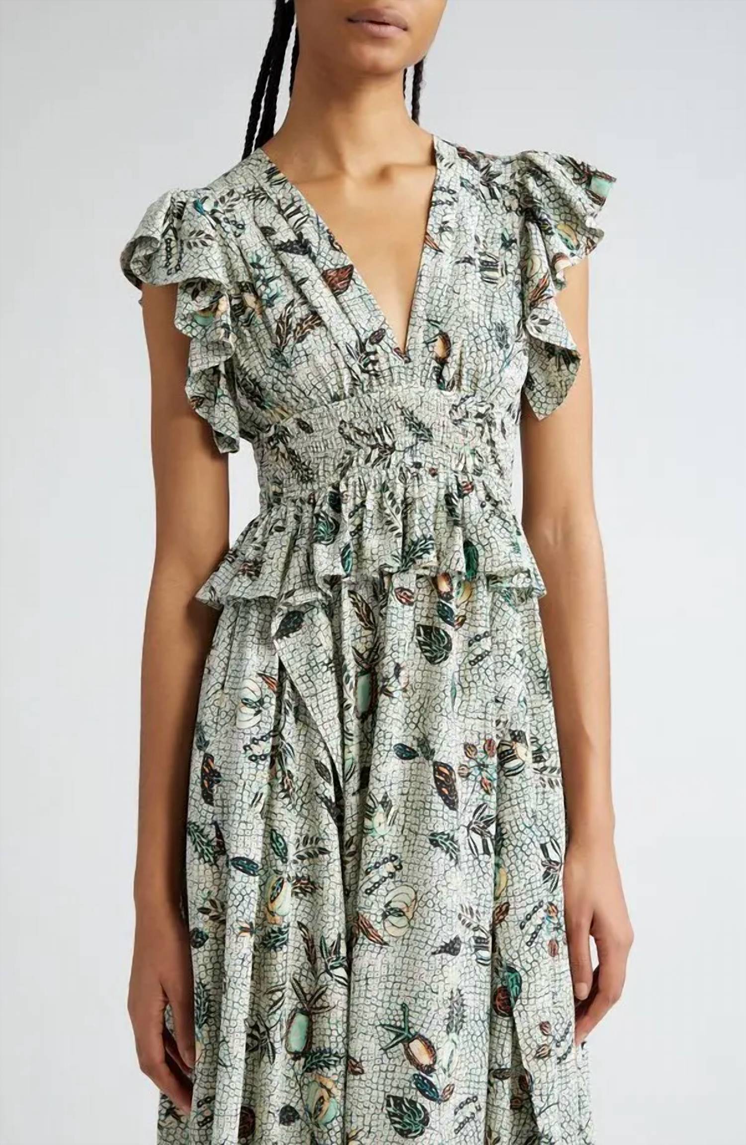 Ulla Johnson Brielle Midi Dress in botanical mist - women's dress - view 4