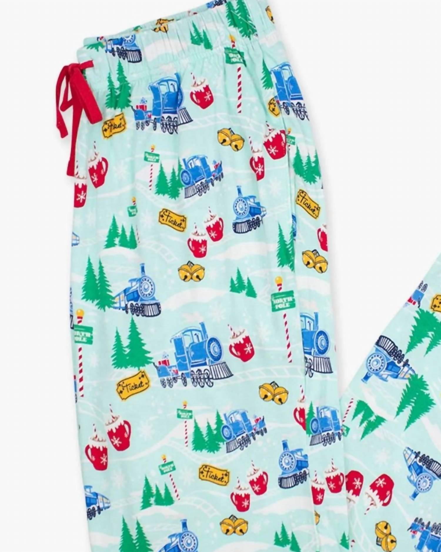 Rufflebutts - Kid's Snowy Train Tracks Pajama Pants