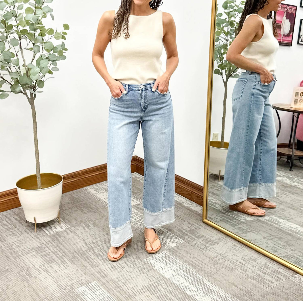 Jbd. - Toned Hem Seam Wide Leg Jeans