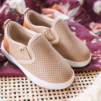 Little Love Bug Kid's Quinn Slip-on Shoes in tan - kids' sneaker - detail view
