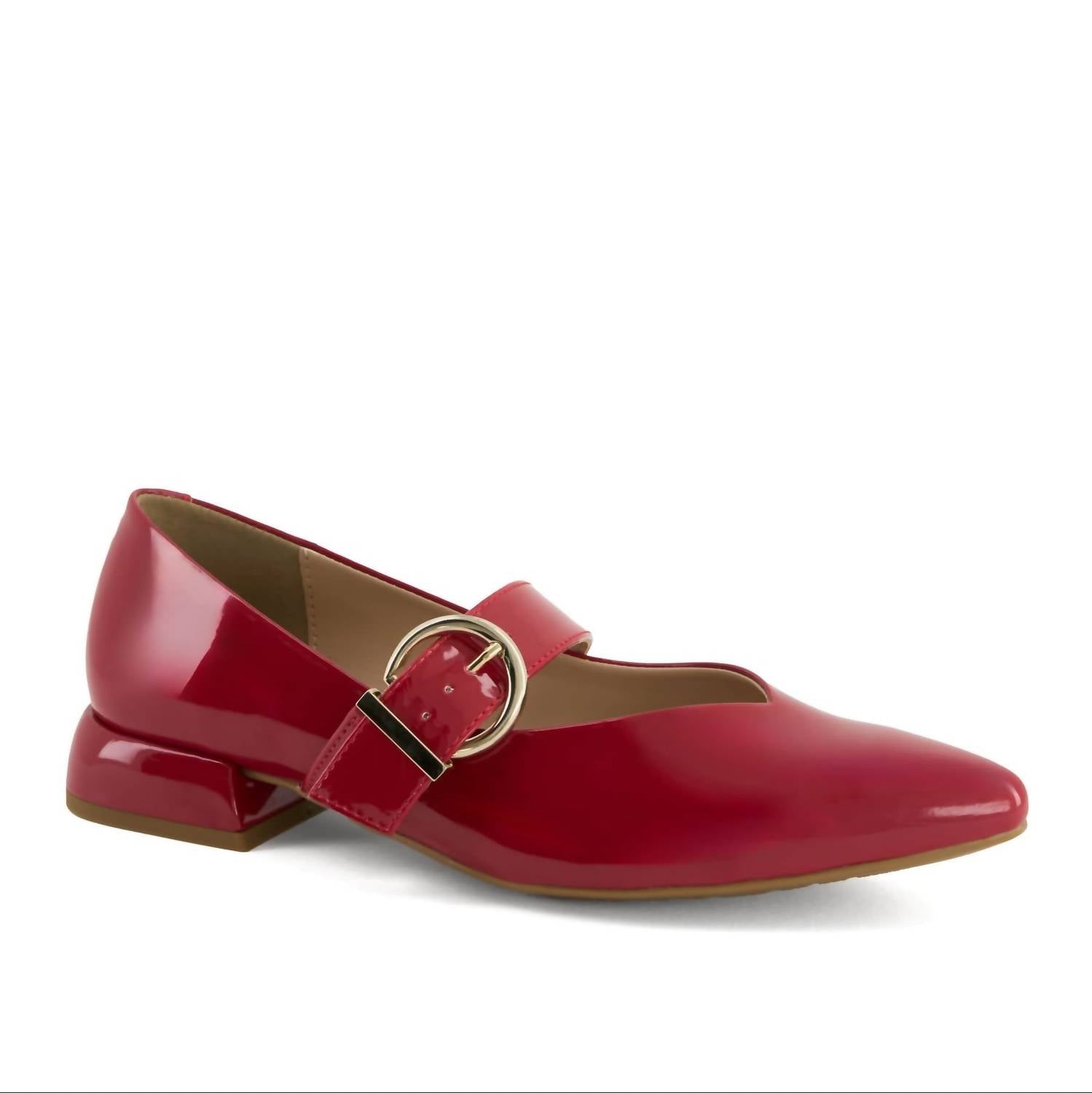 Andrea Women's Low Block Heel Shoes in red - women's shoe