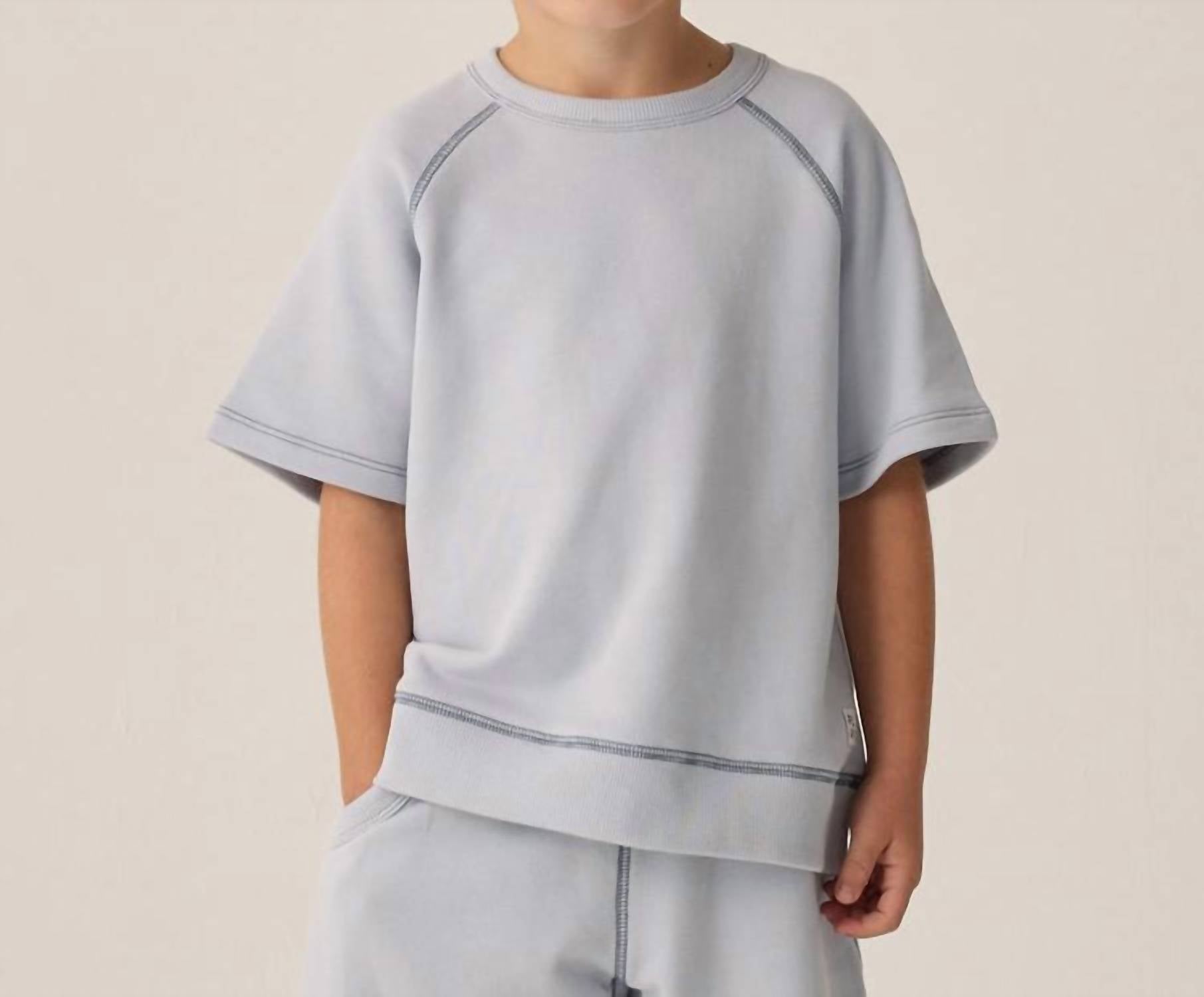 Rylee + Cru Short Sleeve Sweatshirt in light blue - kids' t-shirt