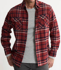 JACHS NEW YORK Brawny Flannel Shirt & Thermal Long Sleeve Tee - 2-pack in red brawny flannel - men's long sleeve top