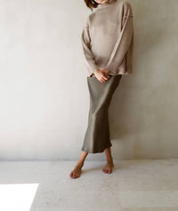 By Together - Women's Satin Midi Slip Skirt