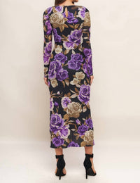 Flying Tomato - Floral Mesh Midi Dress