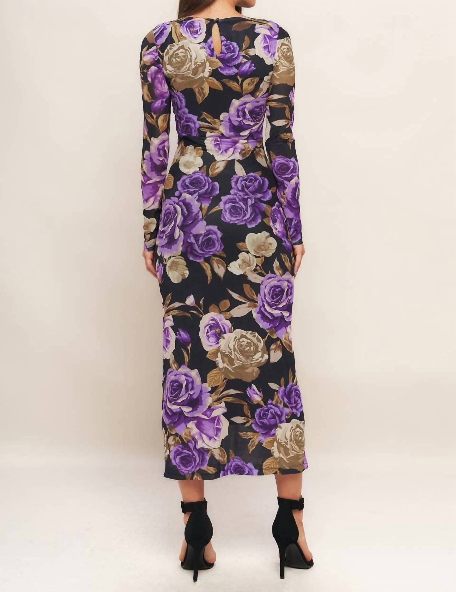 Flying Tomato - Floral Mesh Midi Dress