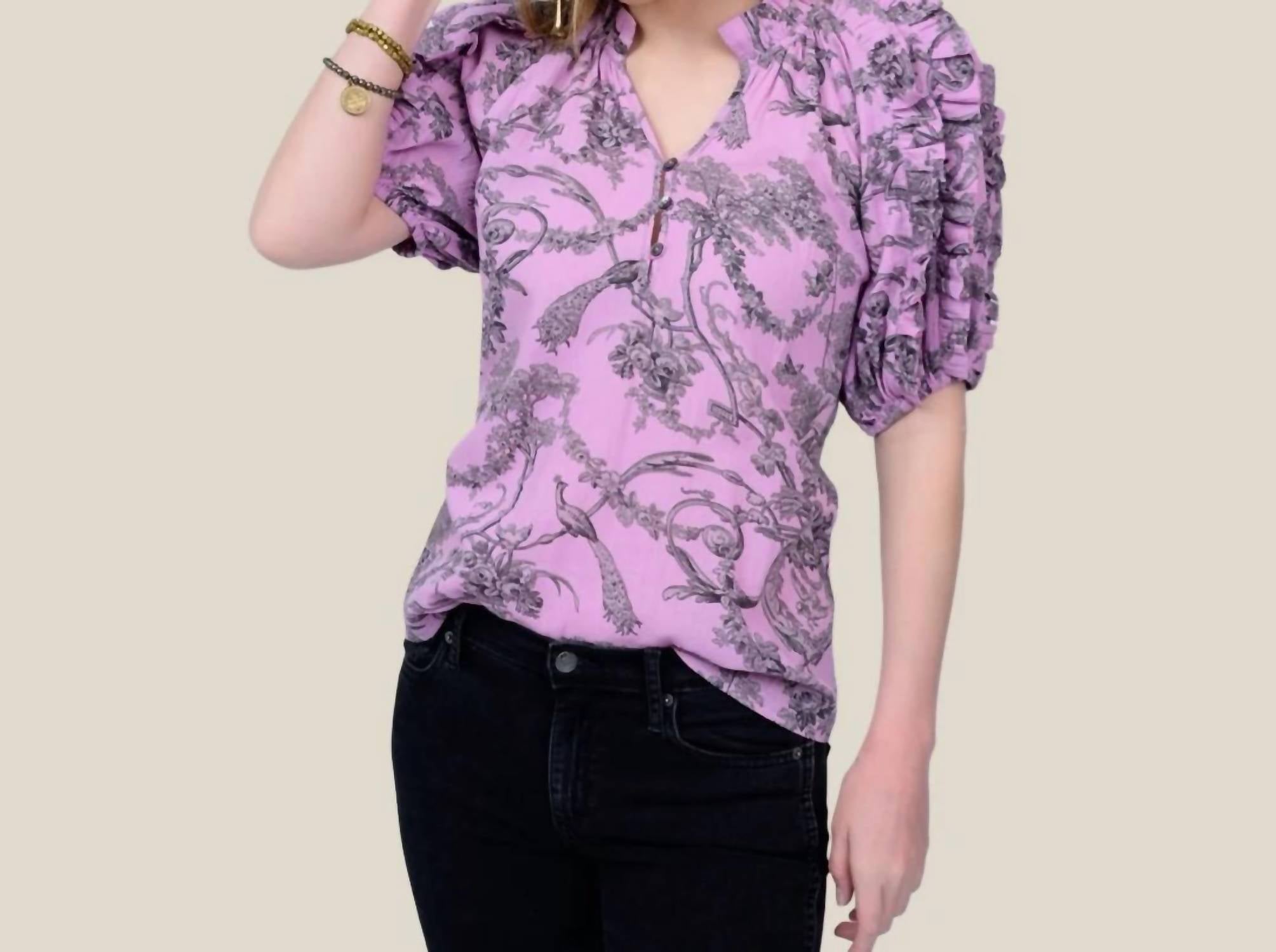 Ivy Jane - Oriana Toile Ruffle Sleeve Top