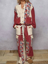 Pol - Contrast Thermal Knit Patchwork Pants
