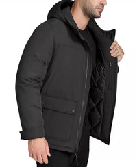 COLE HAAN Down Puffer Insulated Hooded Full Zip Jacket in black - men's jacket - view 4