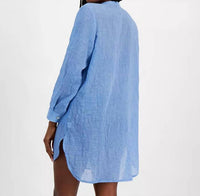 J.Valdi - Women's Big Shirt Button-front Long-sleeve Swim Cover-up