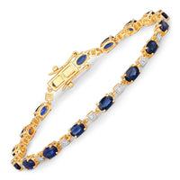 Diana M Jewels Women's Oval Natural Sapphire Bracelet (3.85 Ct) - Signature Plus in 14k yellow gold - women's jewelry