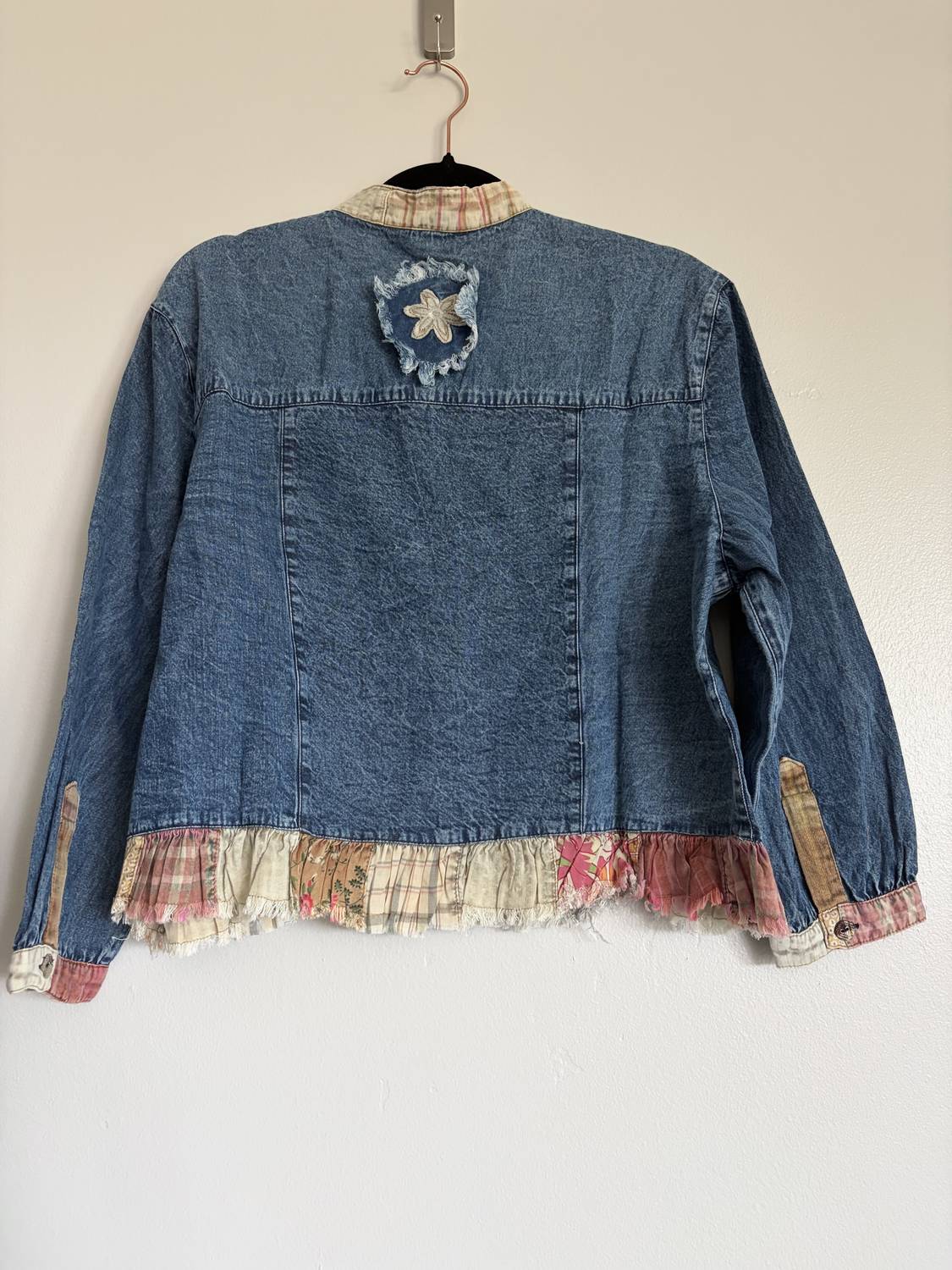 Young Threads - Women's Lightweight With Ruffles And Flowers Jean Jacket