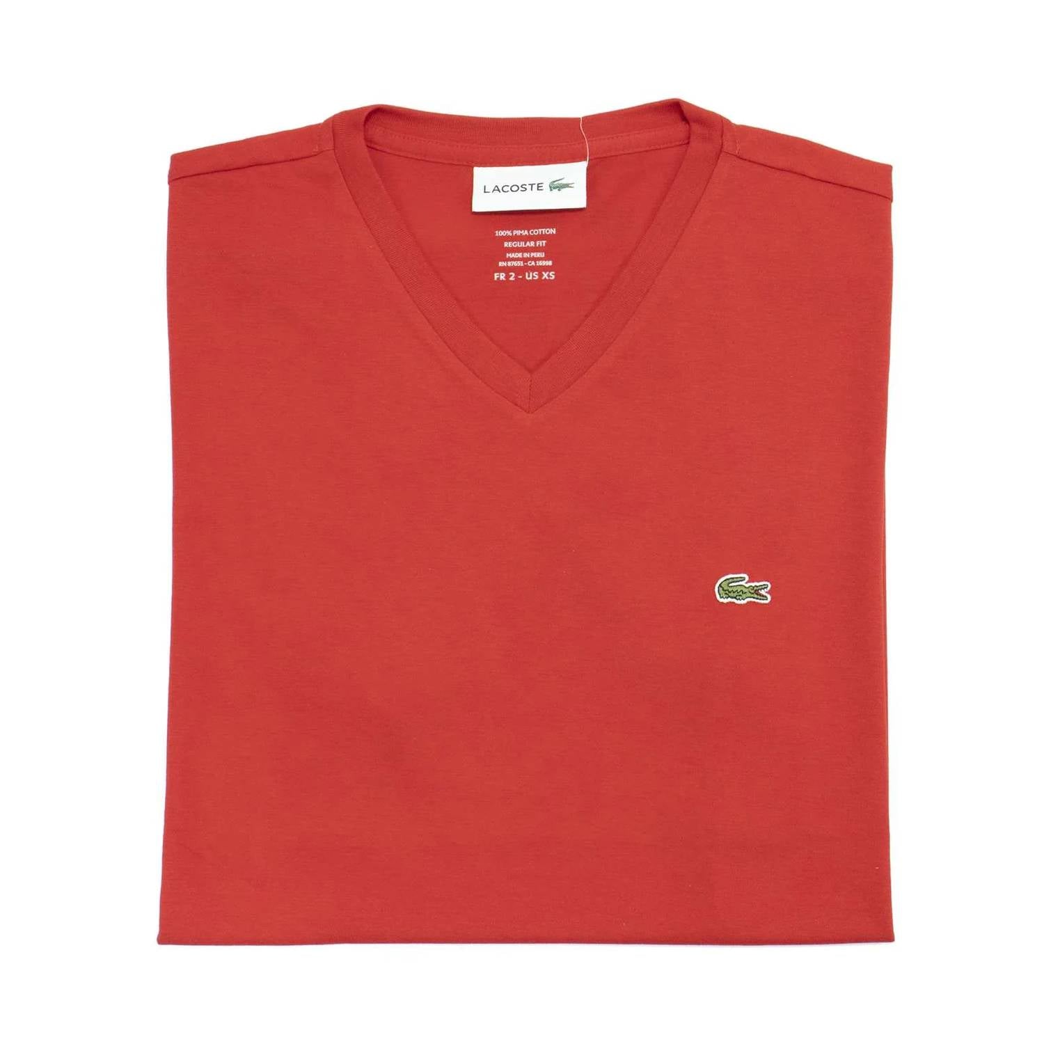 Lacoste - Men's Standard Short Sleeve Pima V-neck Tee