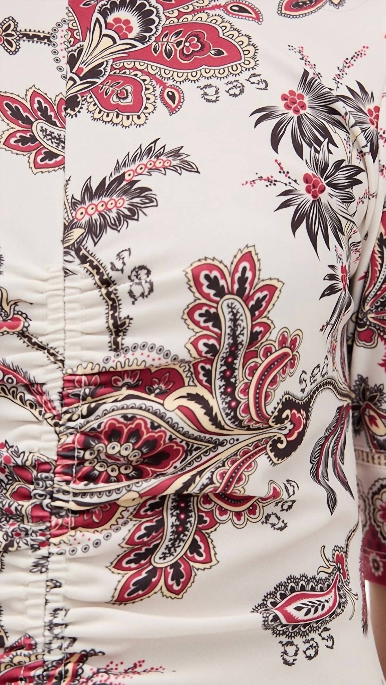 Sea - Cassandra Print Ruched Short Sleeve Dress
