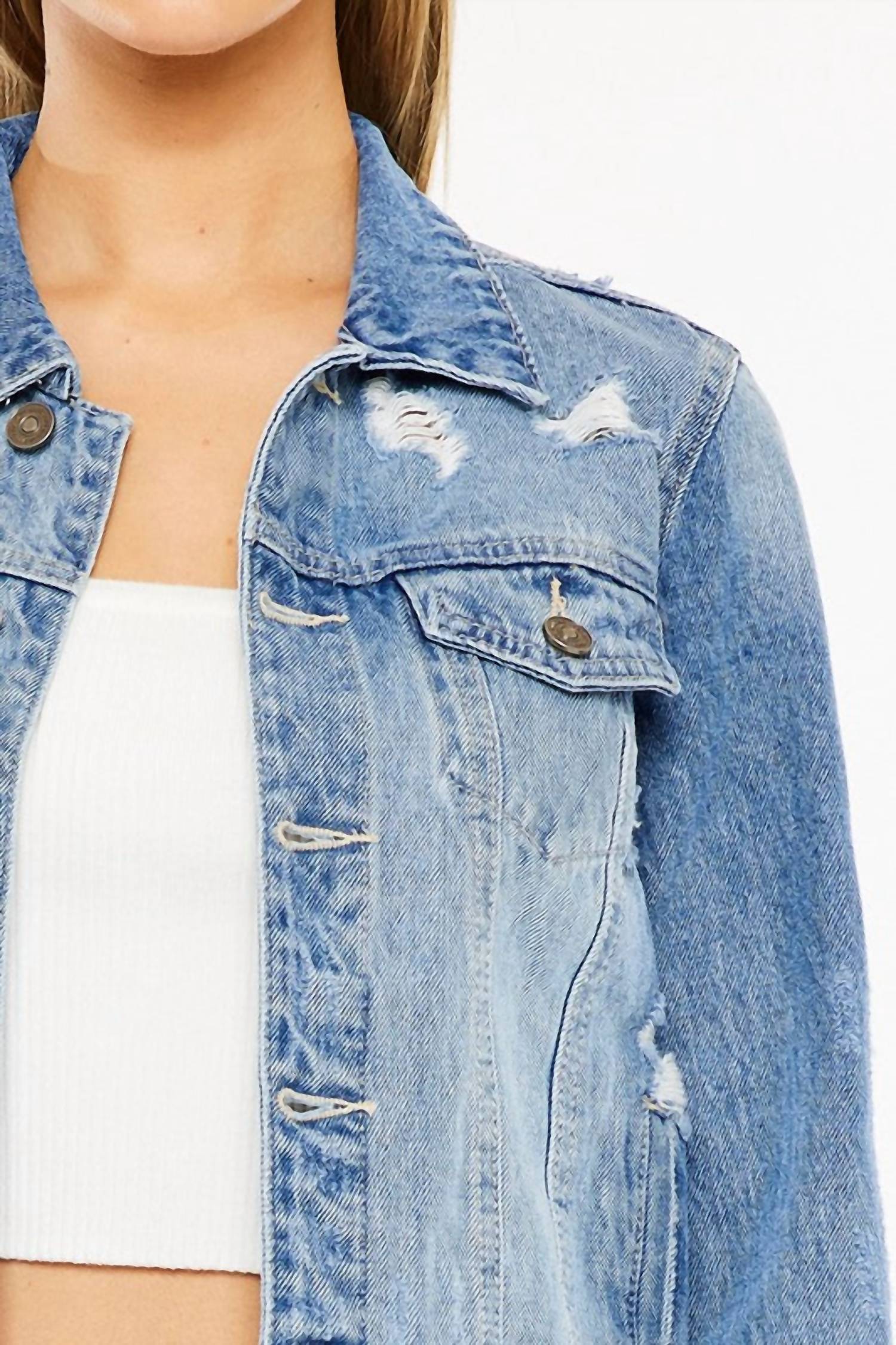 KanCan Classic Trucker Jacket in medium wash - women's jacket - view 4