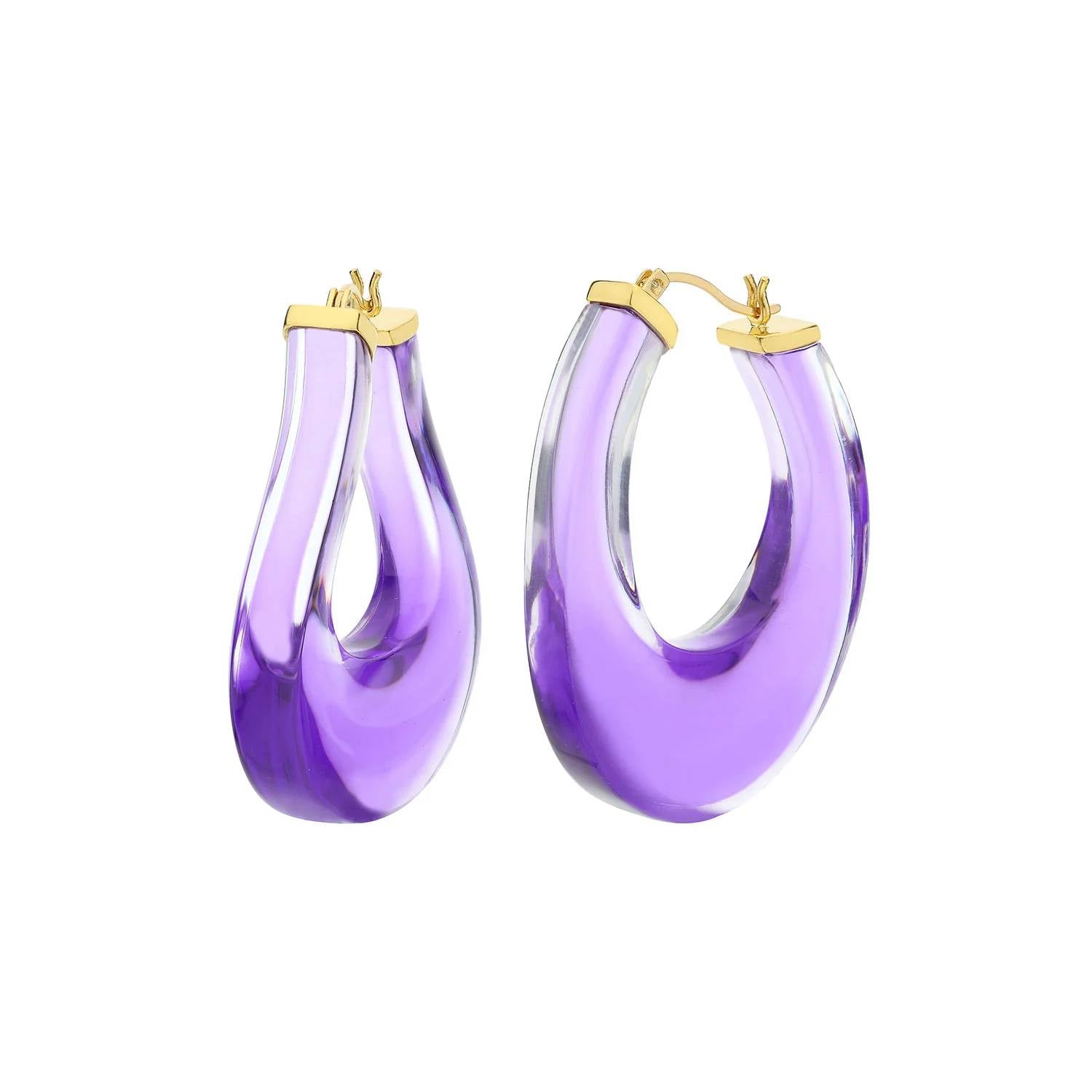 Gold & Honey - Women's Medium Twisted Horseshoe Lucite Hoop Earrings