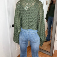 BLAKELEY Free Spirit Bell Sleeve Top in olive - women's shirt - detail view