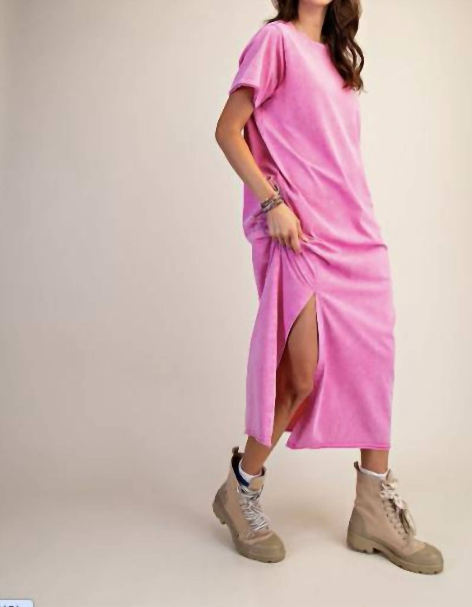Easel - Mineral Washed Terry Midi Dress - Plus