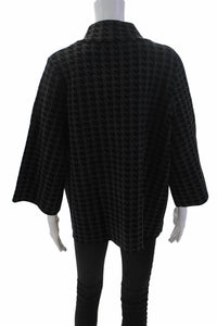 J'Envie/Eli - Women's 3/4 Sleeve Single Button Knit Houndstooth Jacket