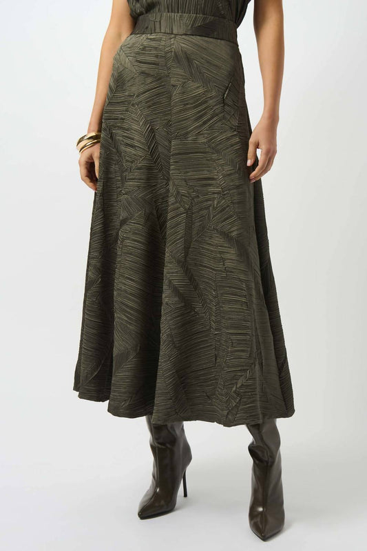 Joseph Ribkoff - Pleated Satin Long Flared Skirt