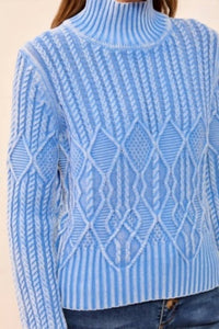 Tribal - Mock Neck Sweater With Special Wash