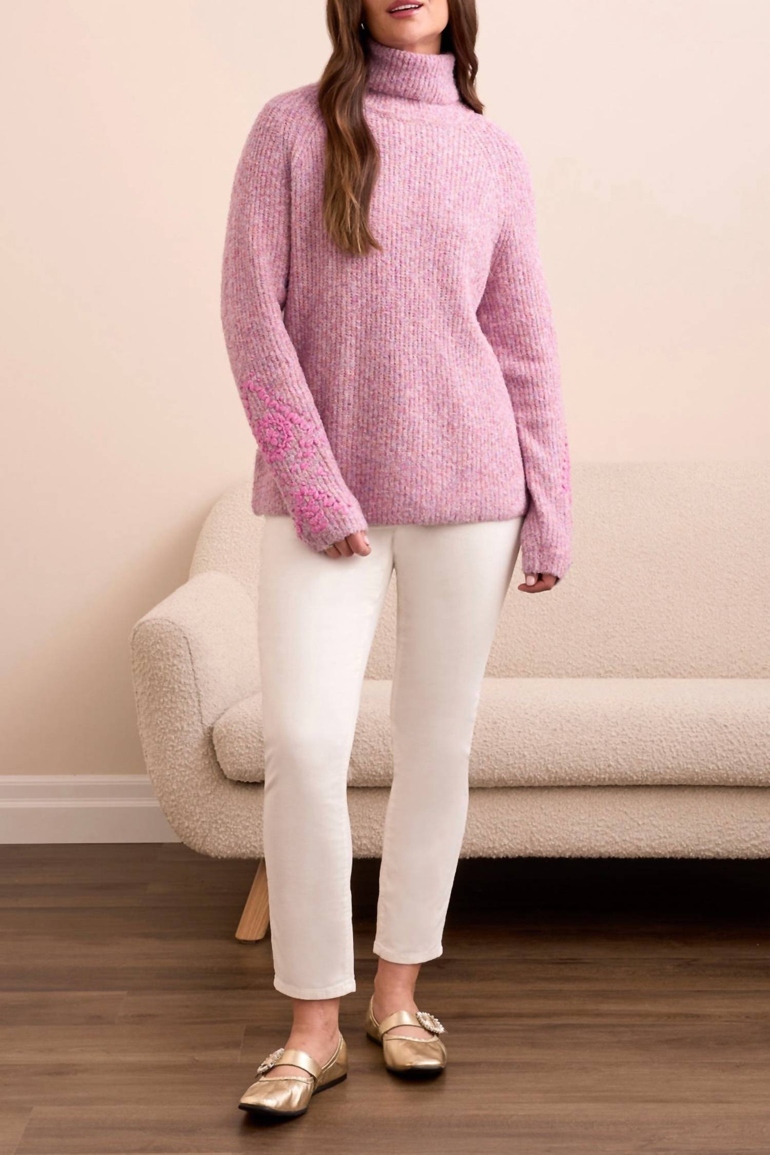 Tribal - Embroidery Turtleneck Sweater