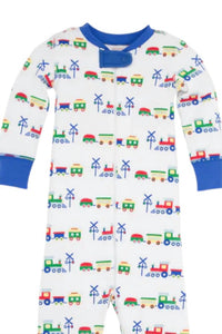 The Beaufort Bonnet Company Boys Knox's Night Night Onesies in chatham choo choo - kids' item - detail view