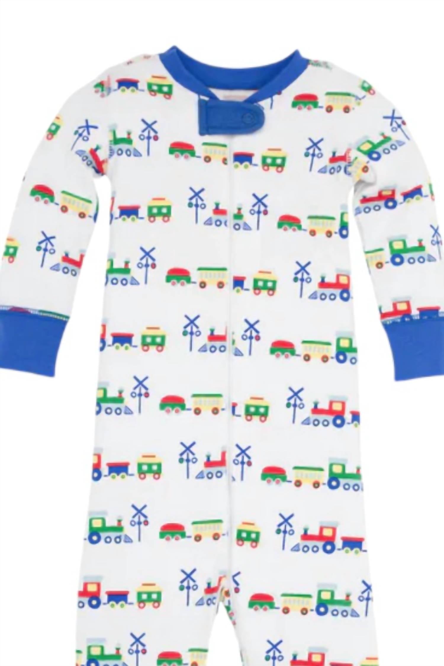 The Beaufort Bonnet Company Boys Knox's Night Night Onesies in chatham choo choo - kids' item - detail view