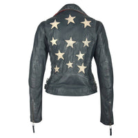 MAURITIUS Christy Star Detail Leather Jacket in vintage black - women's jacket - alternate view