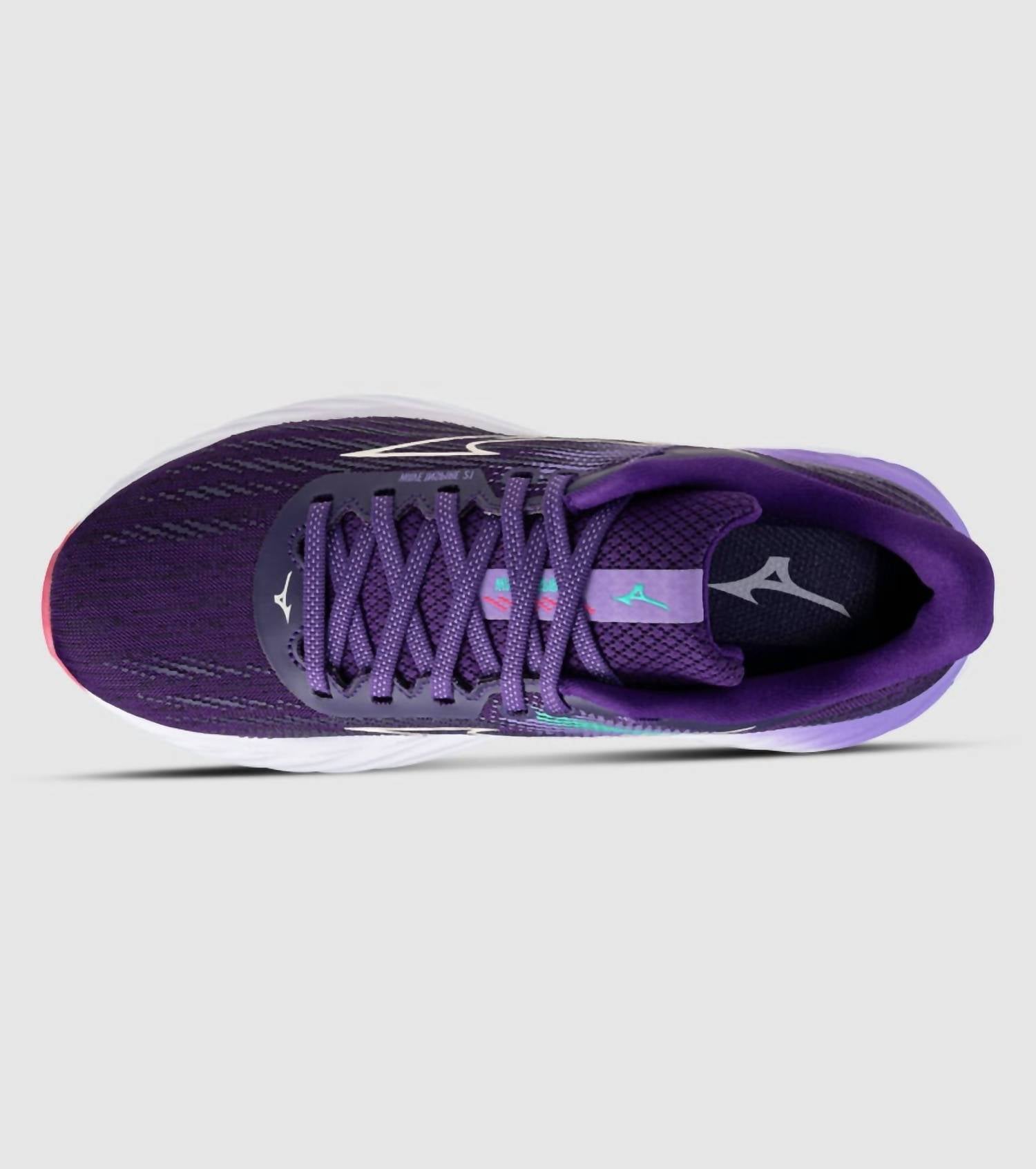 MIZUNO Women's Wave Inspire 21 Running Shoe in vintage indigo white - women's shoe - detail view