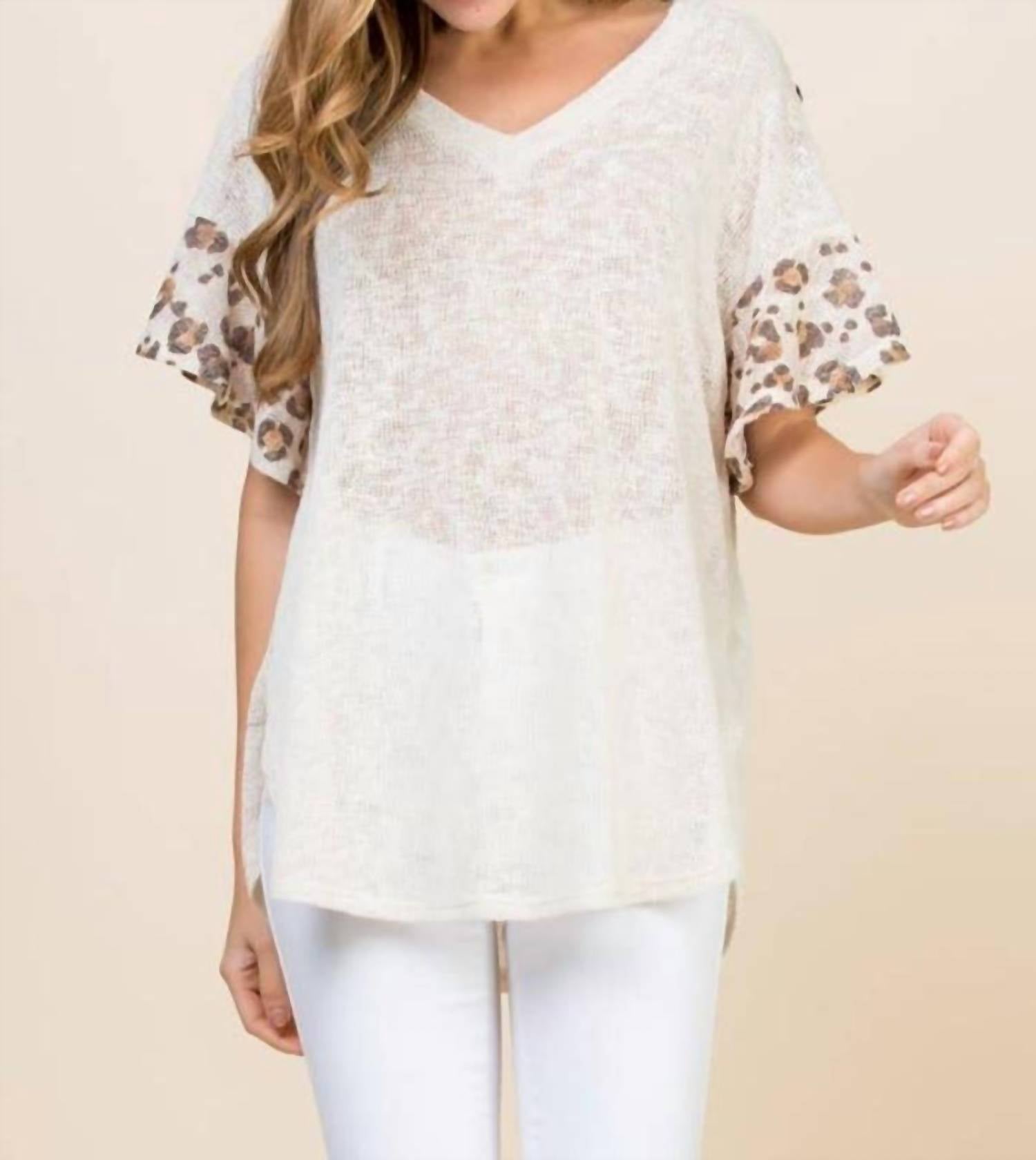 Emerald Collection - Lace Button Trim V Neck Top