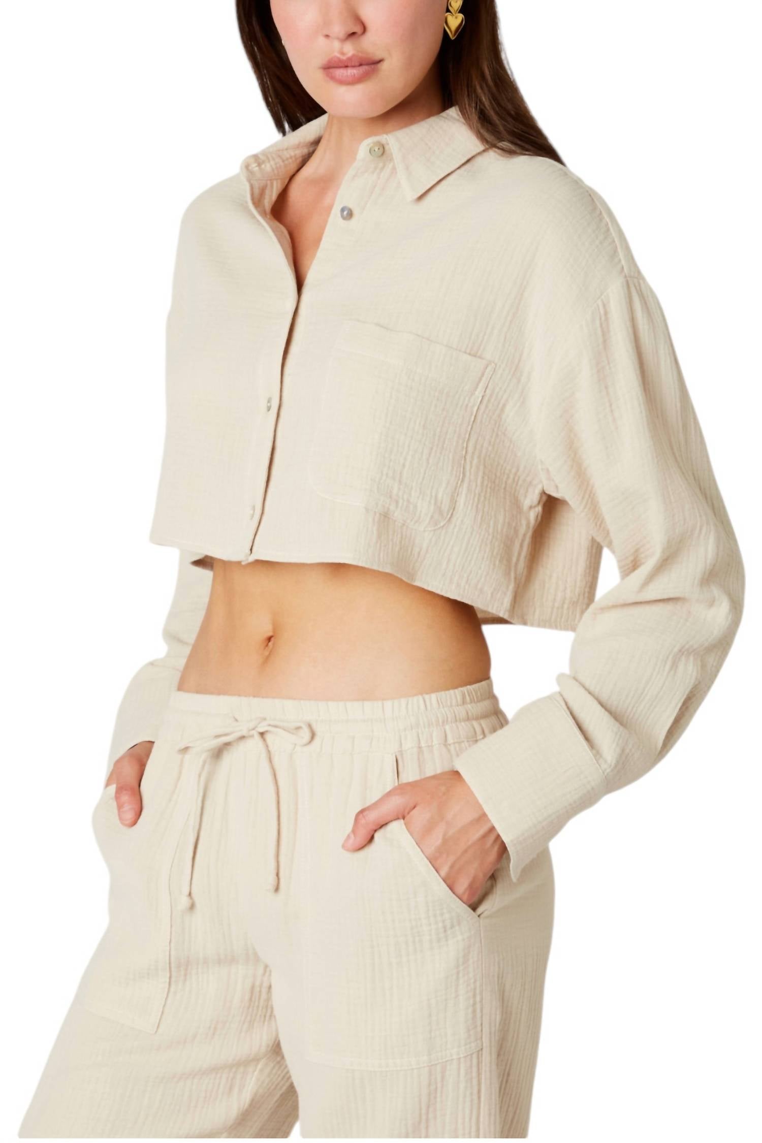 Nia - Austin Cropped Guaze Shirt Top