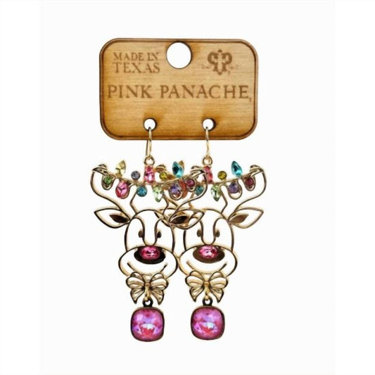 Pink Panache - Women's Reindeer Earrings